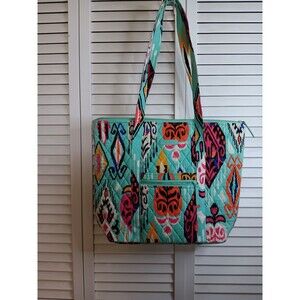 Vera Bradley Villager Pueblo Shoulder Tote Bag Aqua/Teal Aztec Quilted